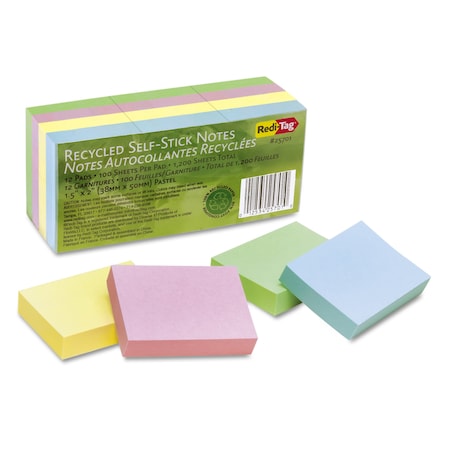 Redi-Tag Pad, Self-Stick Notes, Assorted, PK12 25701